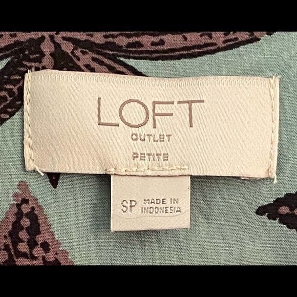 Loft Petite Mint Green Purple Floral Peasant Top - Picture 3 of 4